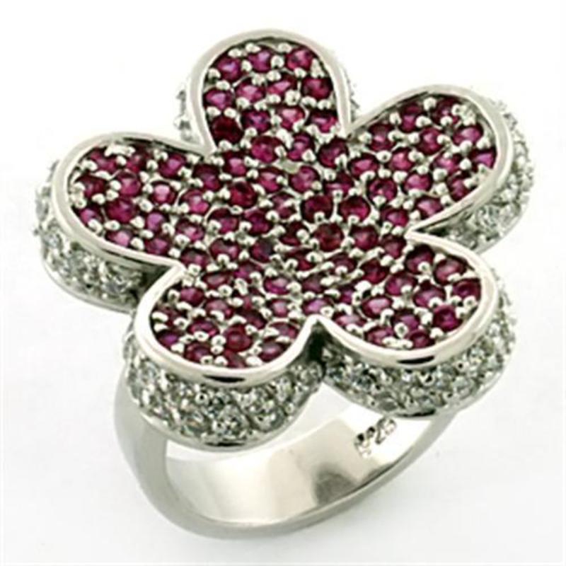 Rhodium 925 Sterling Silver Ring with AAA Grade CZ in Siam