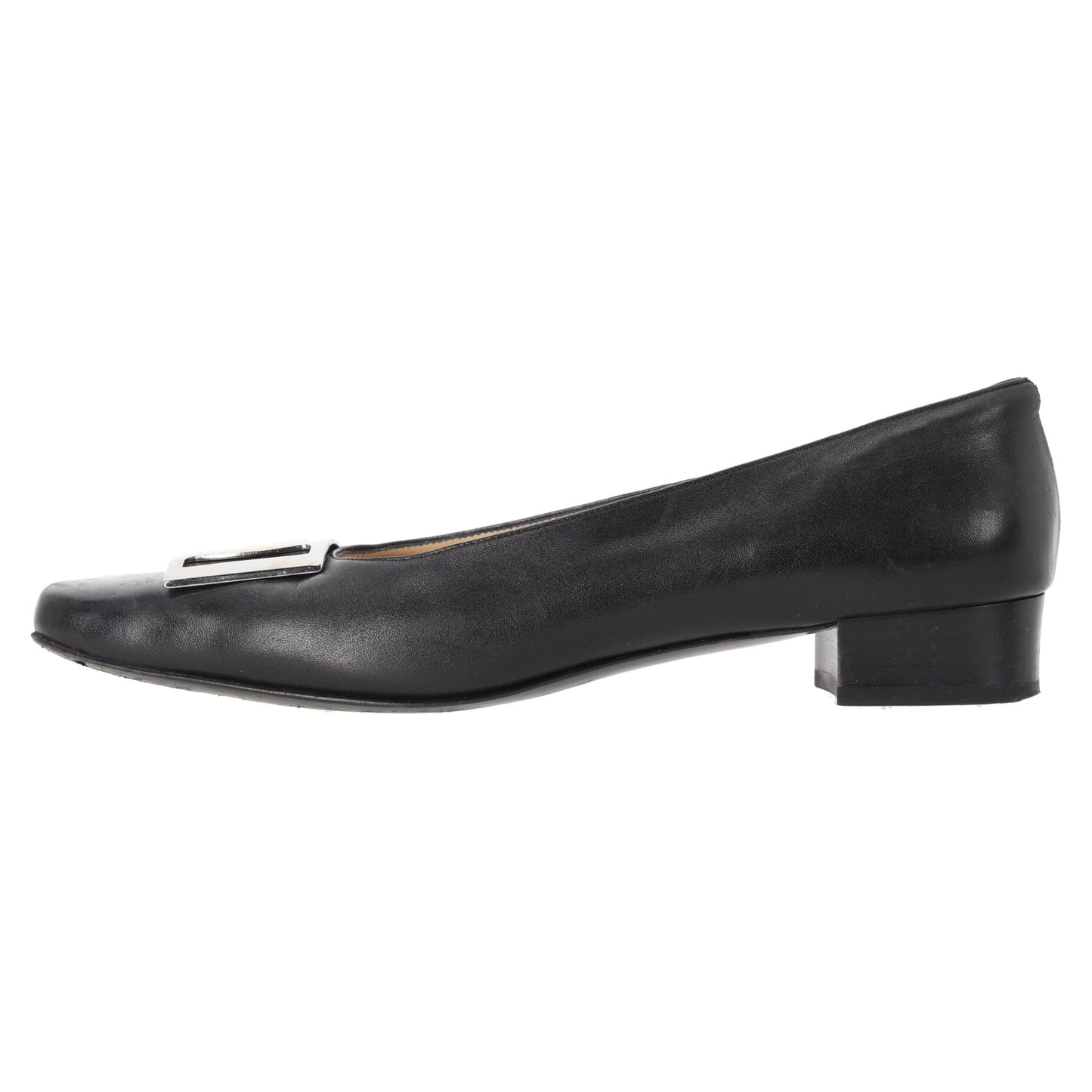 Ferragamo Buckle Detail Pumps in Black Leather