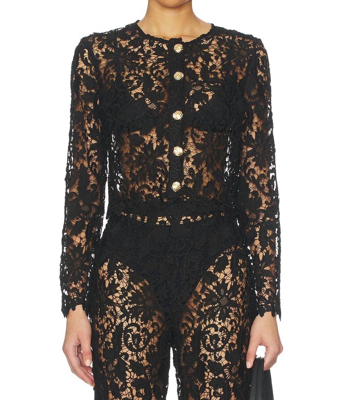 Coco Lace Cardigan In Black