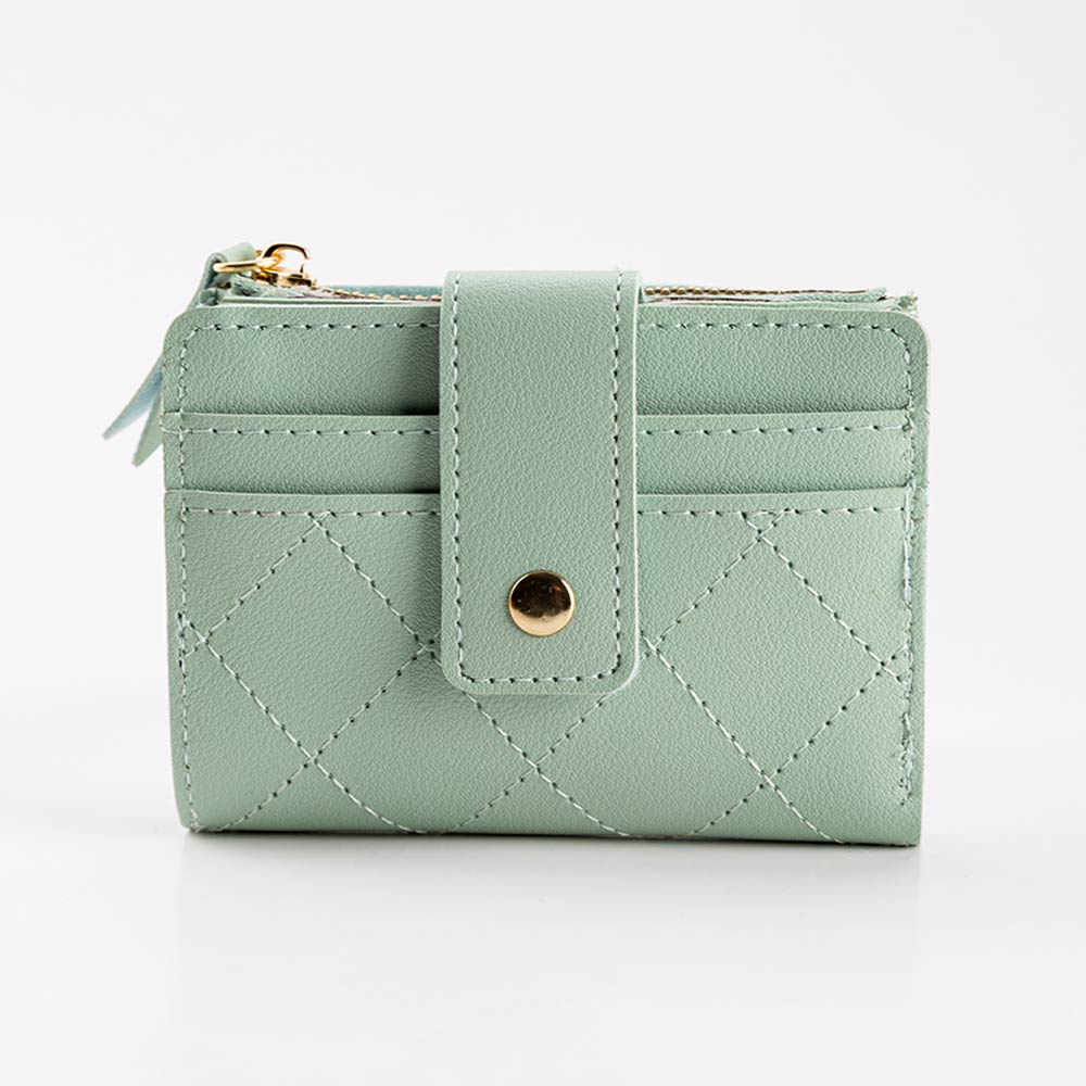 Faux Leather Compact Quilted Flat Wallet