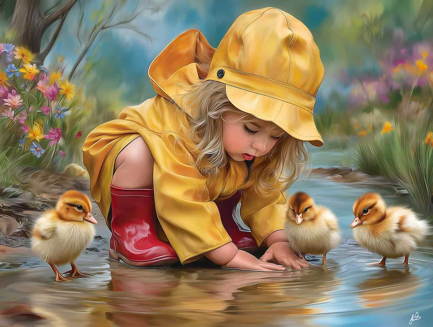 Playing in puddles 300 piece Jigsaw Puzzle for Adults