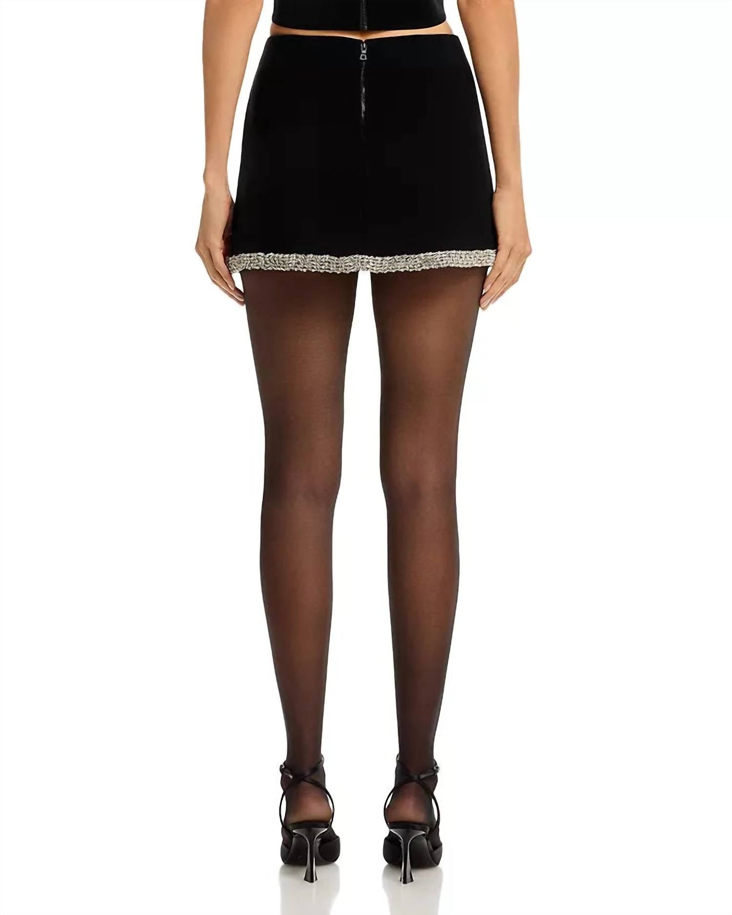Rubi Embellished Trim Mini Skirt In Black