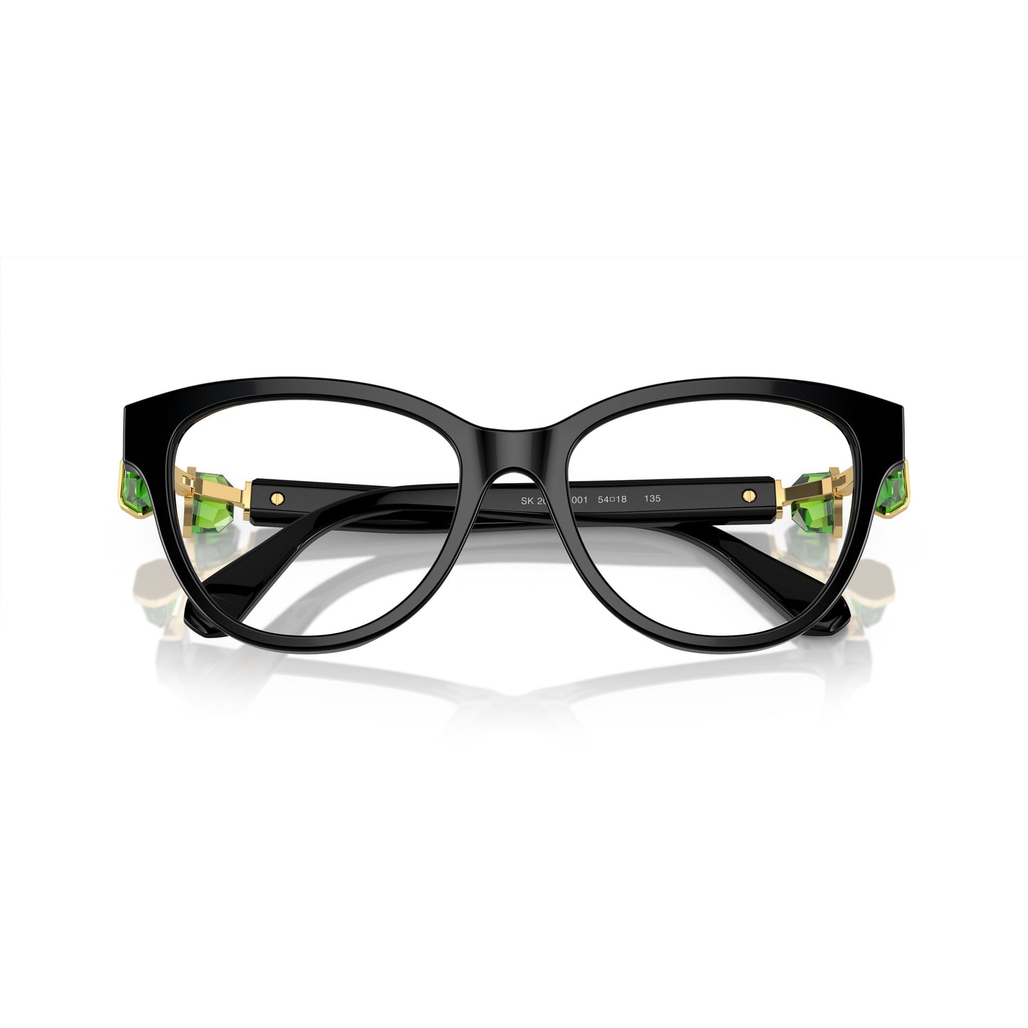 Cat-Eye Sunglasses With Green Crystal Accents