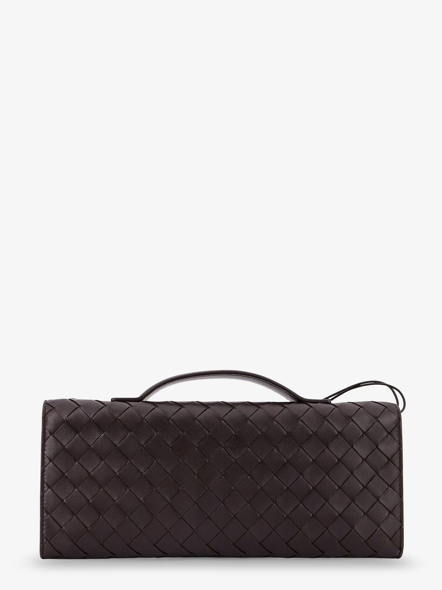 Bottega Veneta Women Andiamo Leather Clutch With Intrecciato Motif