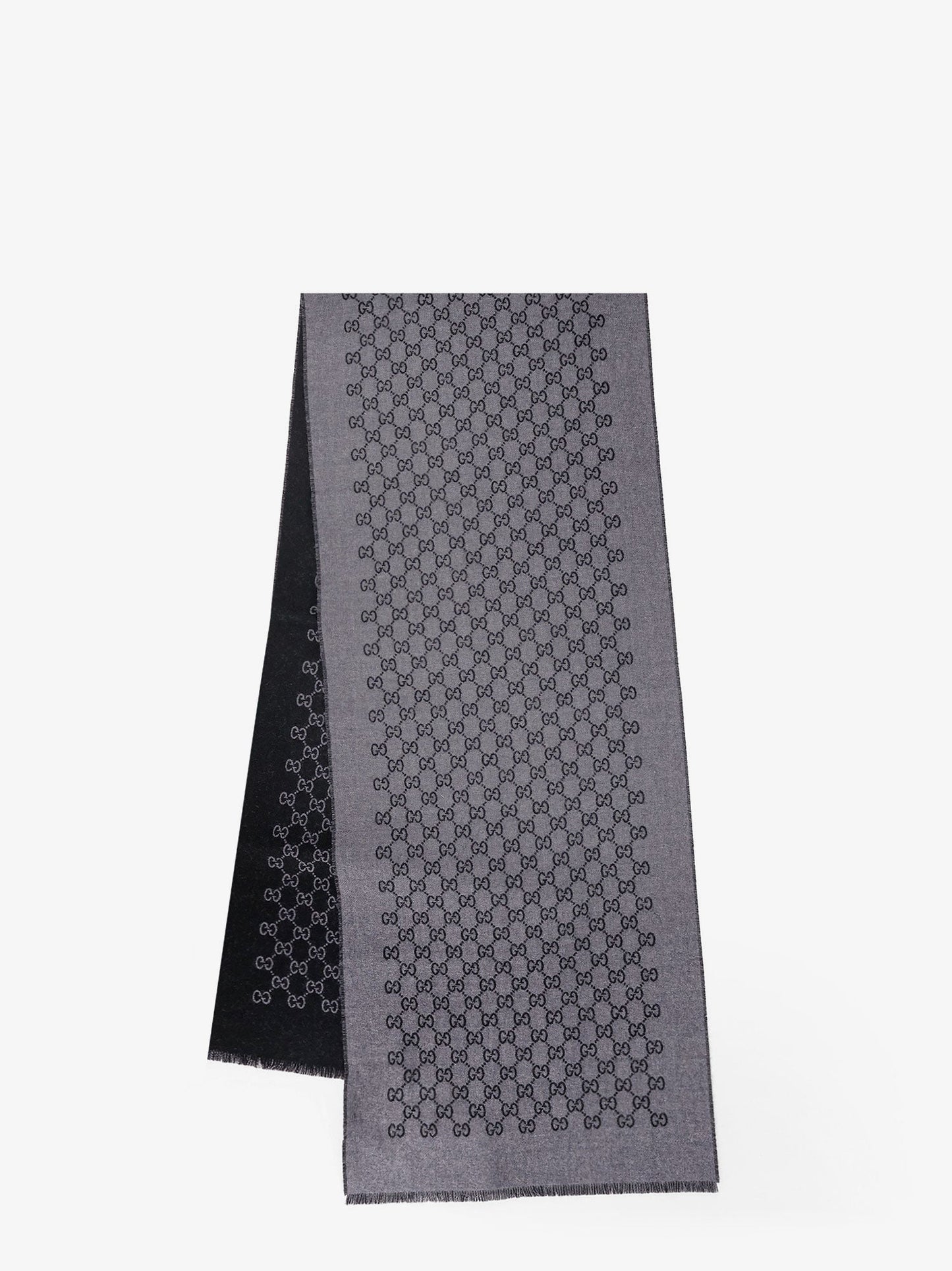 Gucci Men Double Wool Jacquard Scarf With Gg Motif