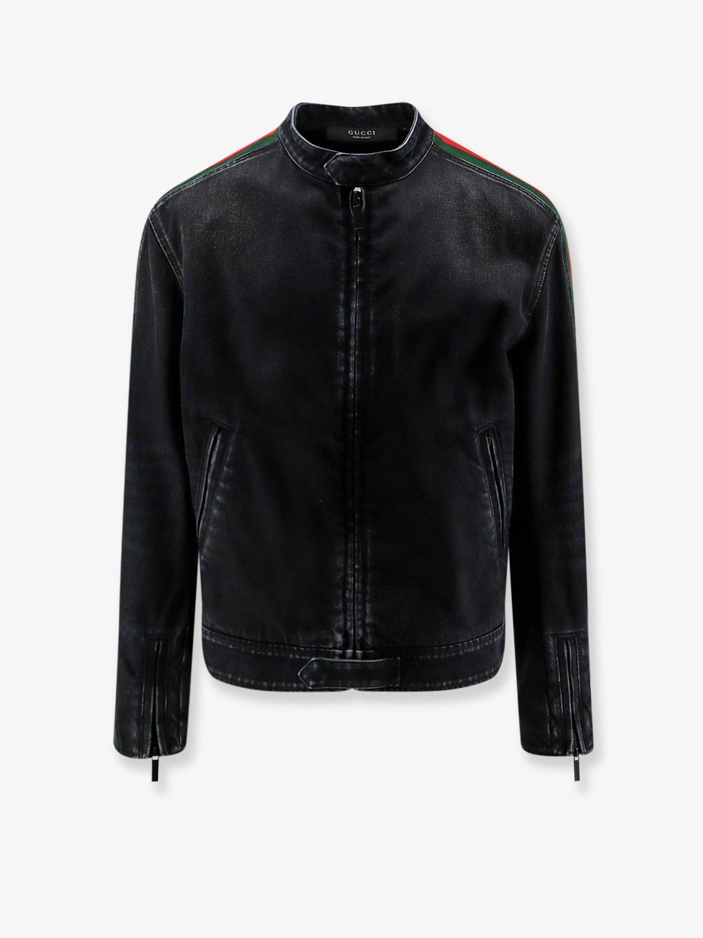 Gucci Men Black Denim Jacket Certified Cotton Jacket With A Faded Effect