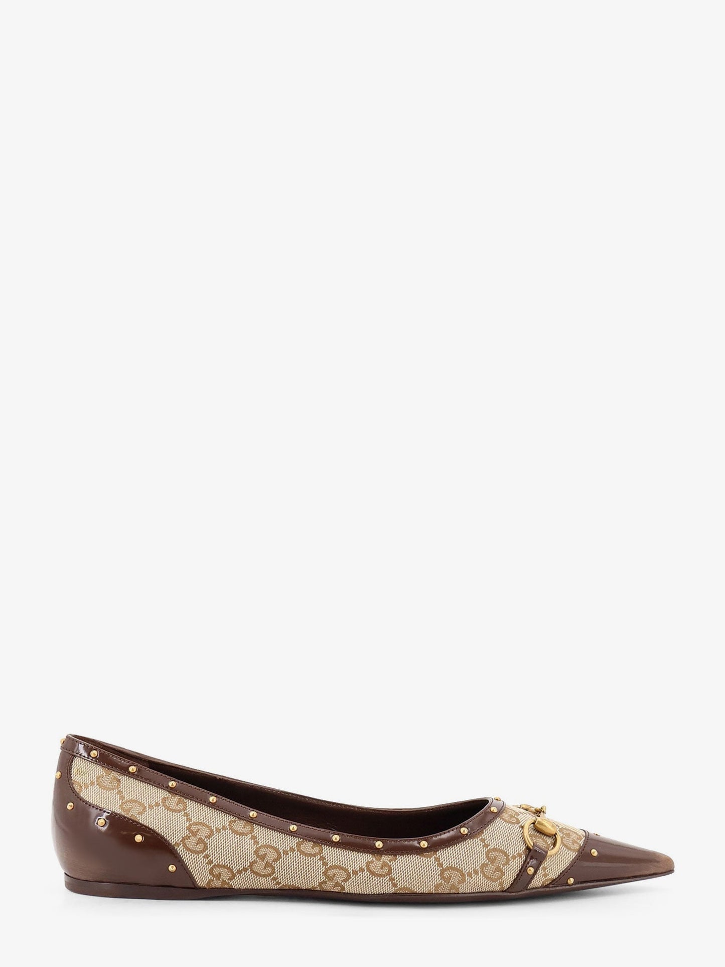 Gucci Women Savoy Gg Fabric Ballerinas With Stud Detail