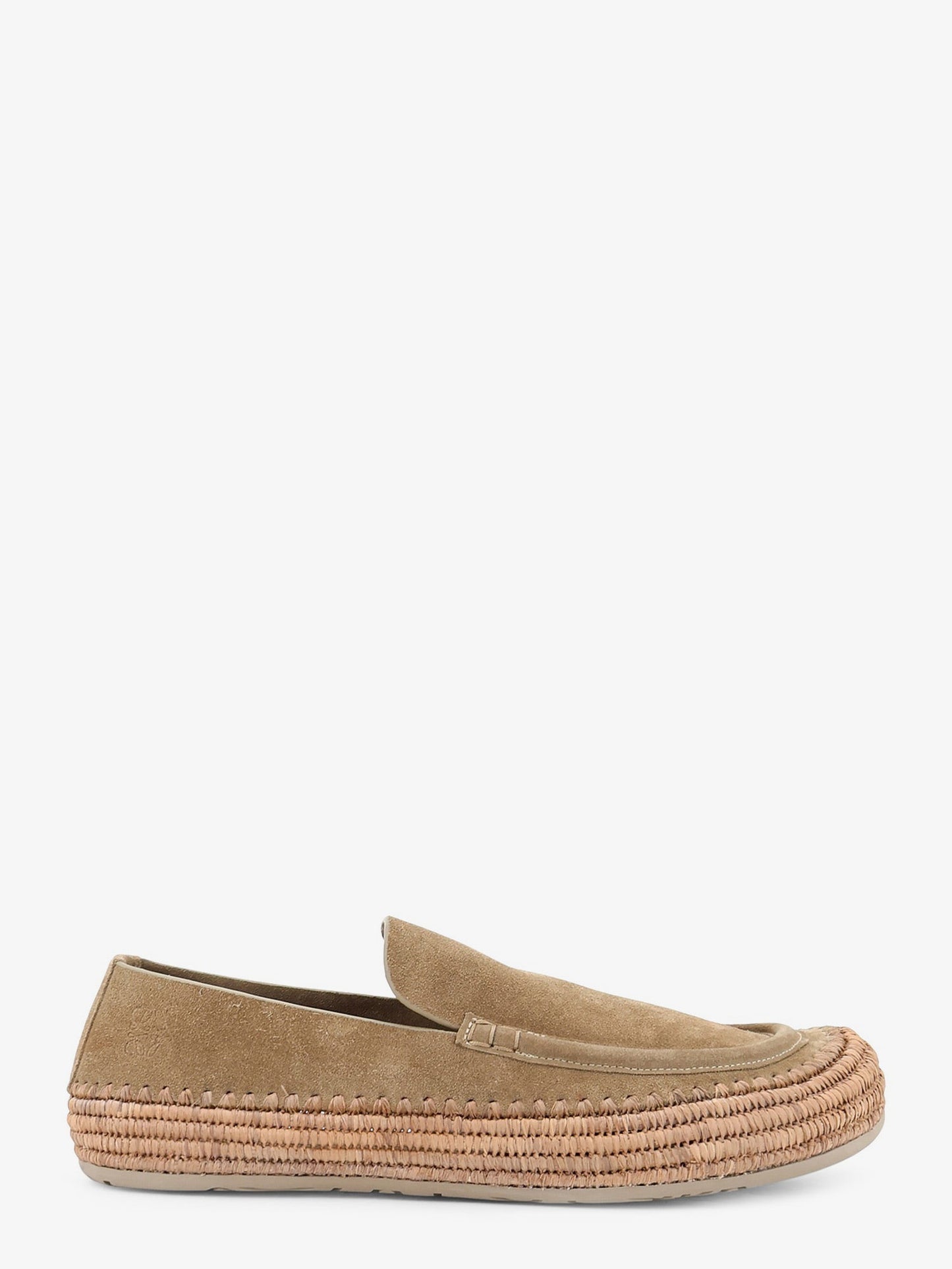 Loewe Men Rio Suede And Raffia Loafers