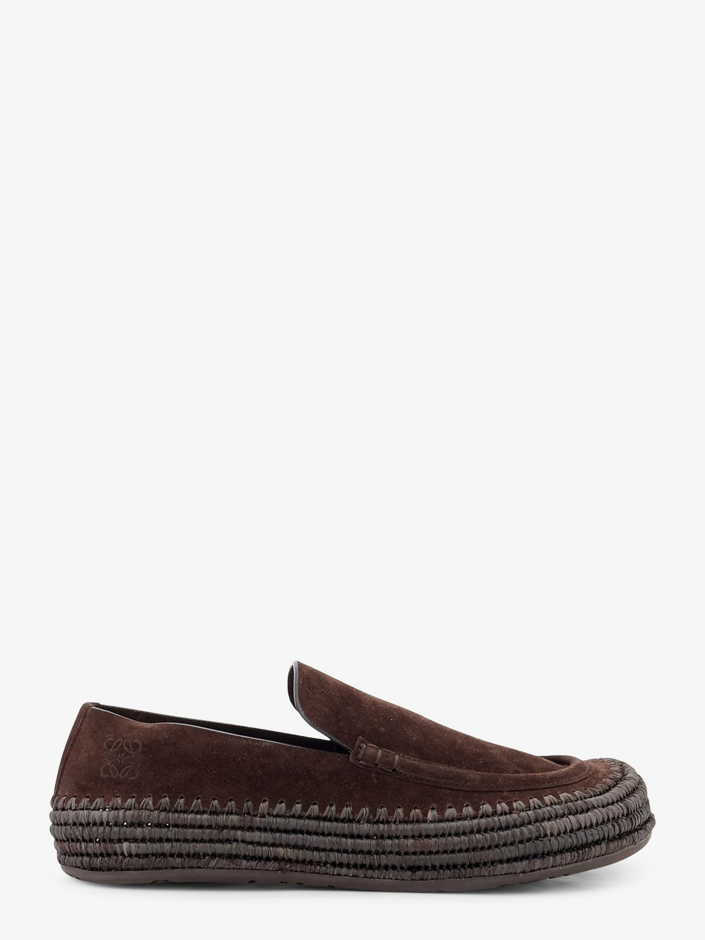 Loewe Men Rio Suede And Raffia Loafers