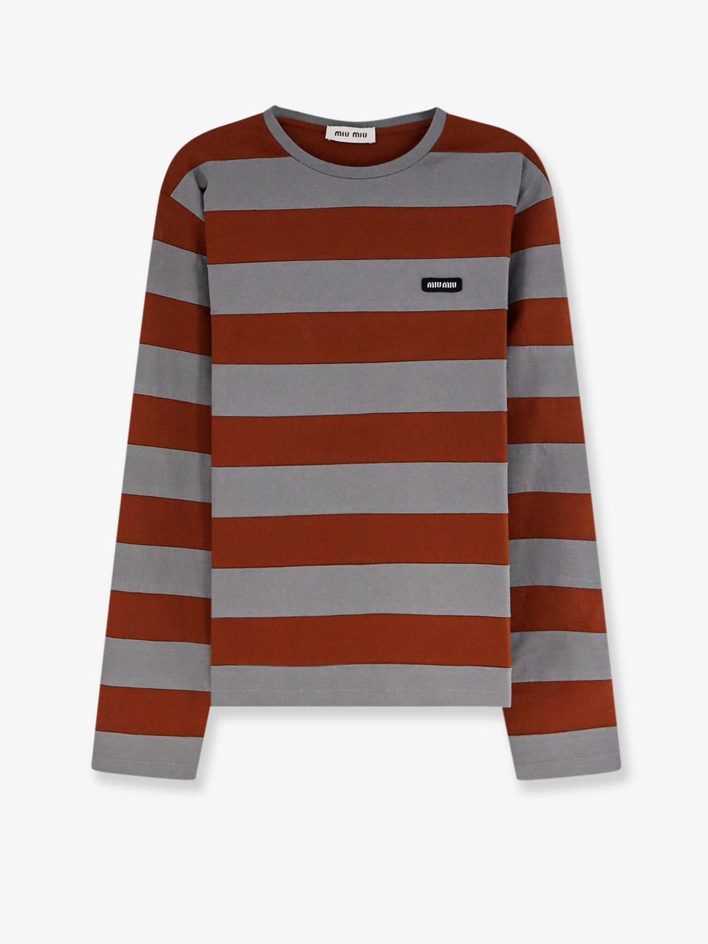 Miu Miu Women Cotton T-Shirt With Striped Pattern