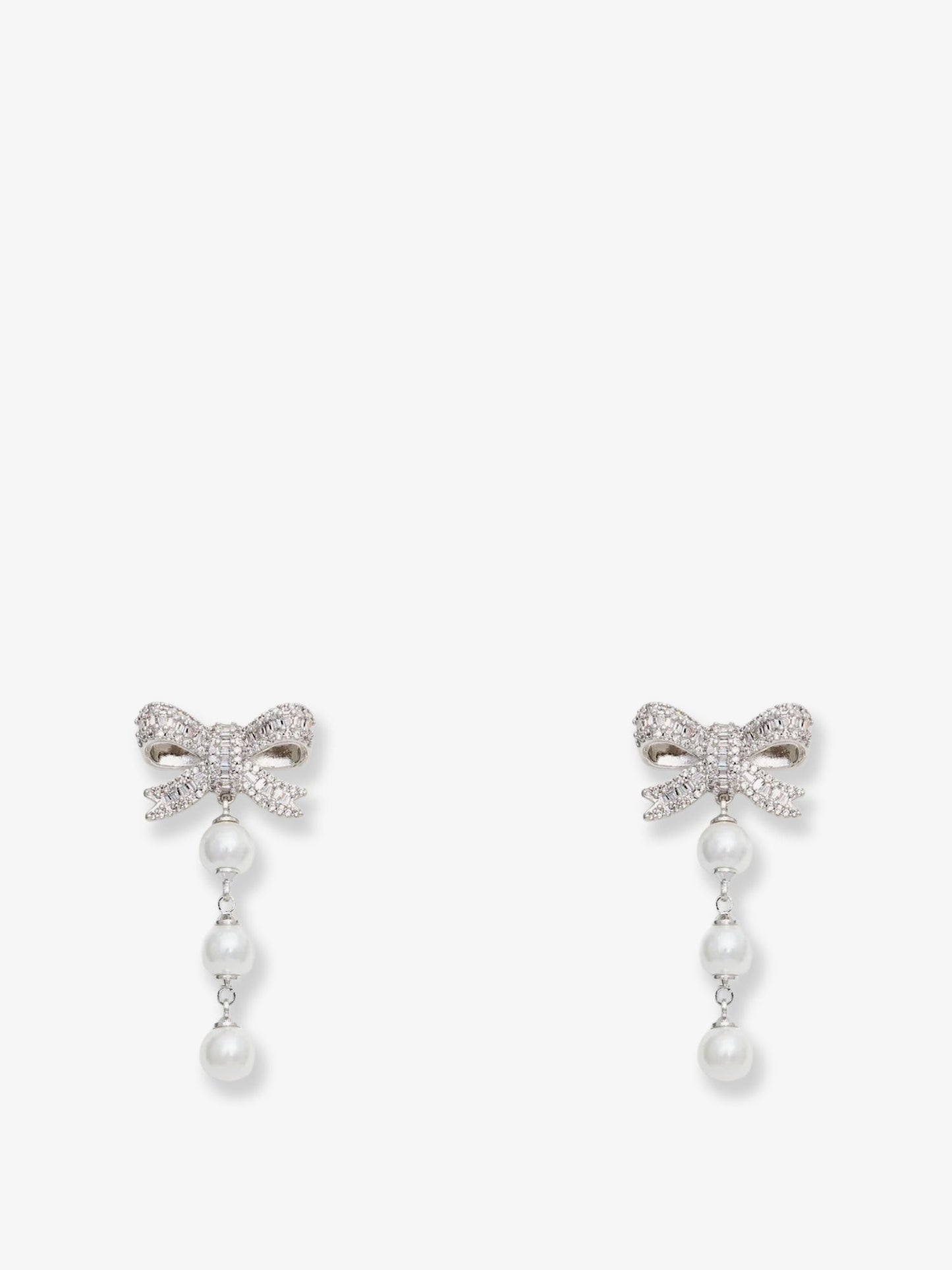 Self Portrait Women Crystal Bow Pearl Droplet Earrings