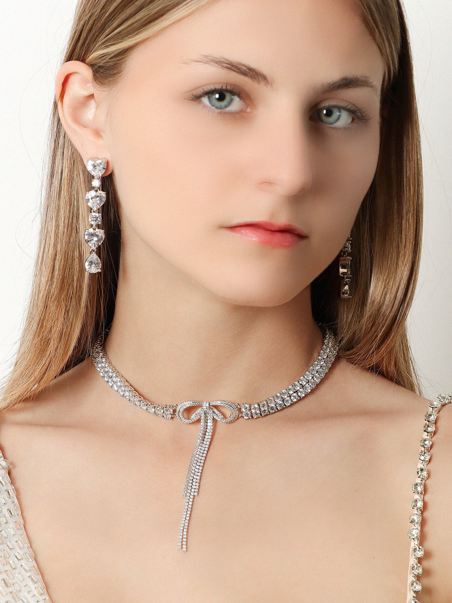 Self Portrait Women Double Crystal Bow Choker