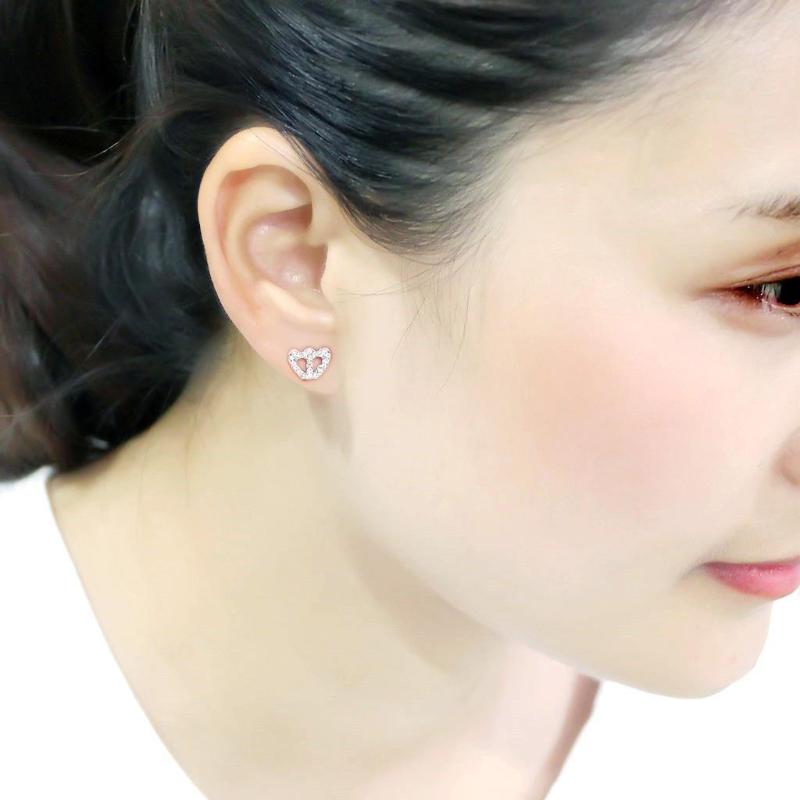 Rhodium Brass Earrings with Top Grade Crystal in Clear