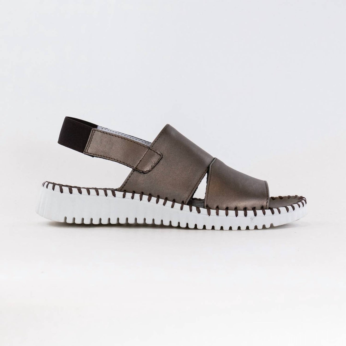Women's Sola Leather Sandals In Pewter
