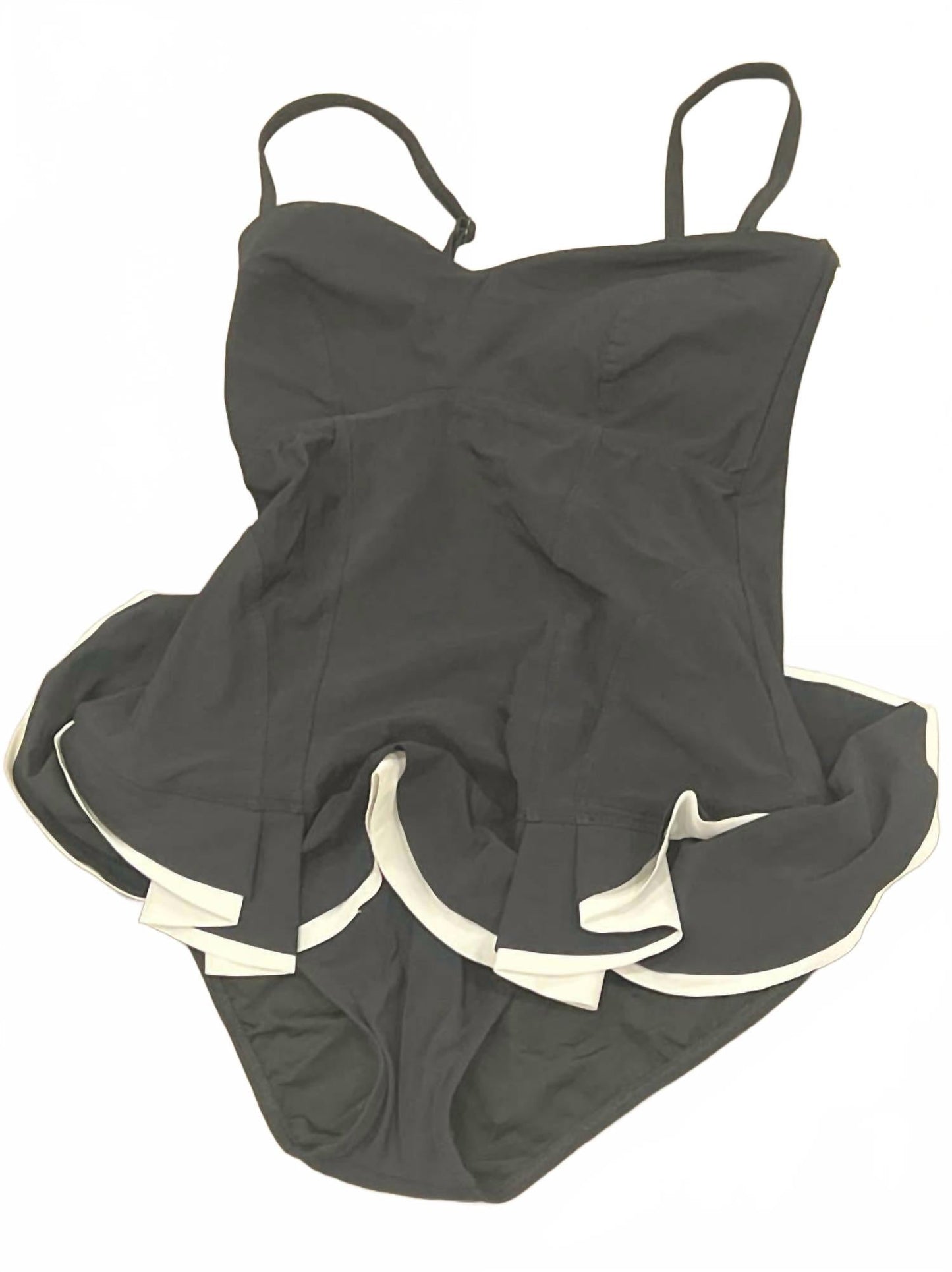 Belle Curve Bandeau Swimsuit Dress In Black/white