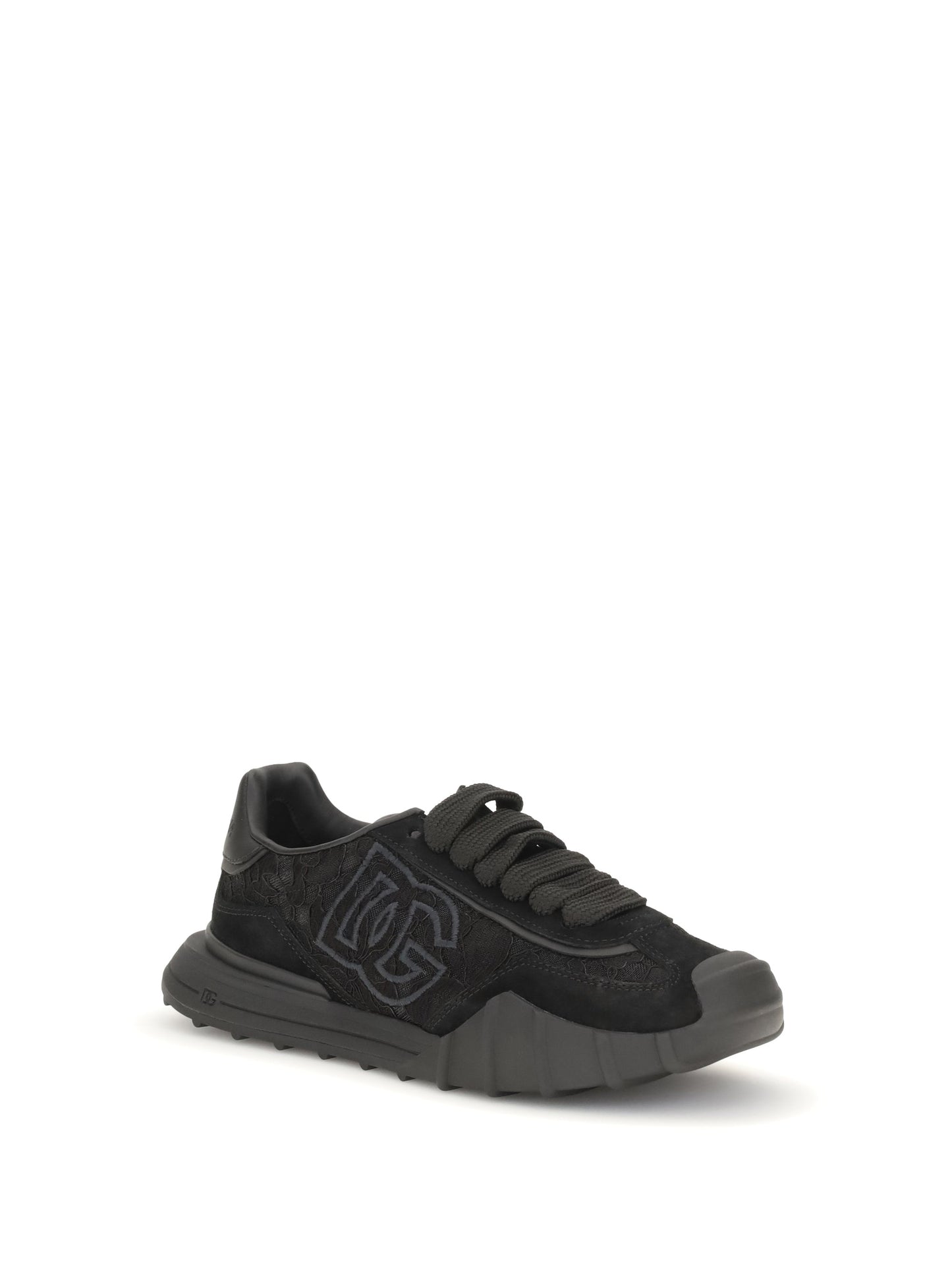 Dolce & Gabbana Women Leather And Lace Sneakers
