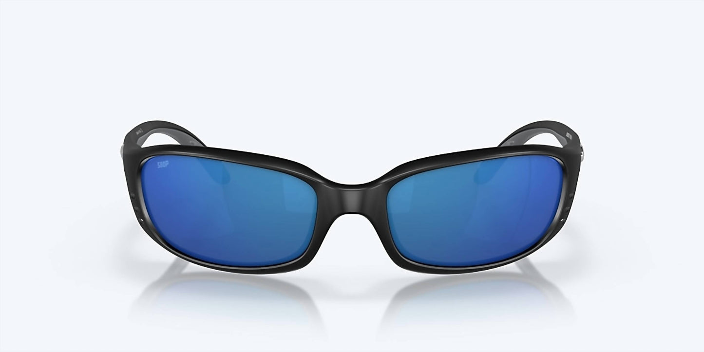 Men's Brine Reader Rectangular Polarized Sunglasses In Matte Black/blue Mirror