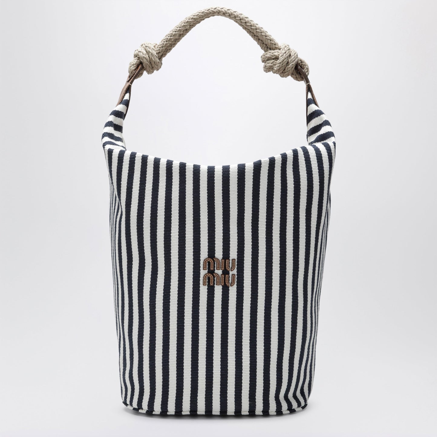Miu Miu Blue/Cognac Striped Canvas Bag Women