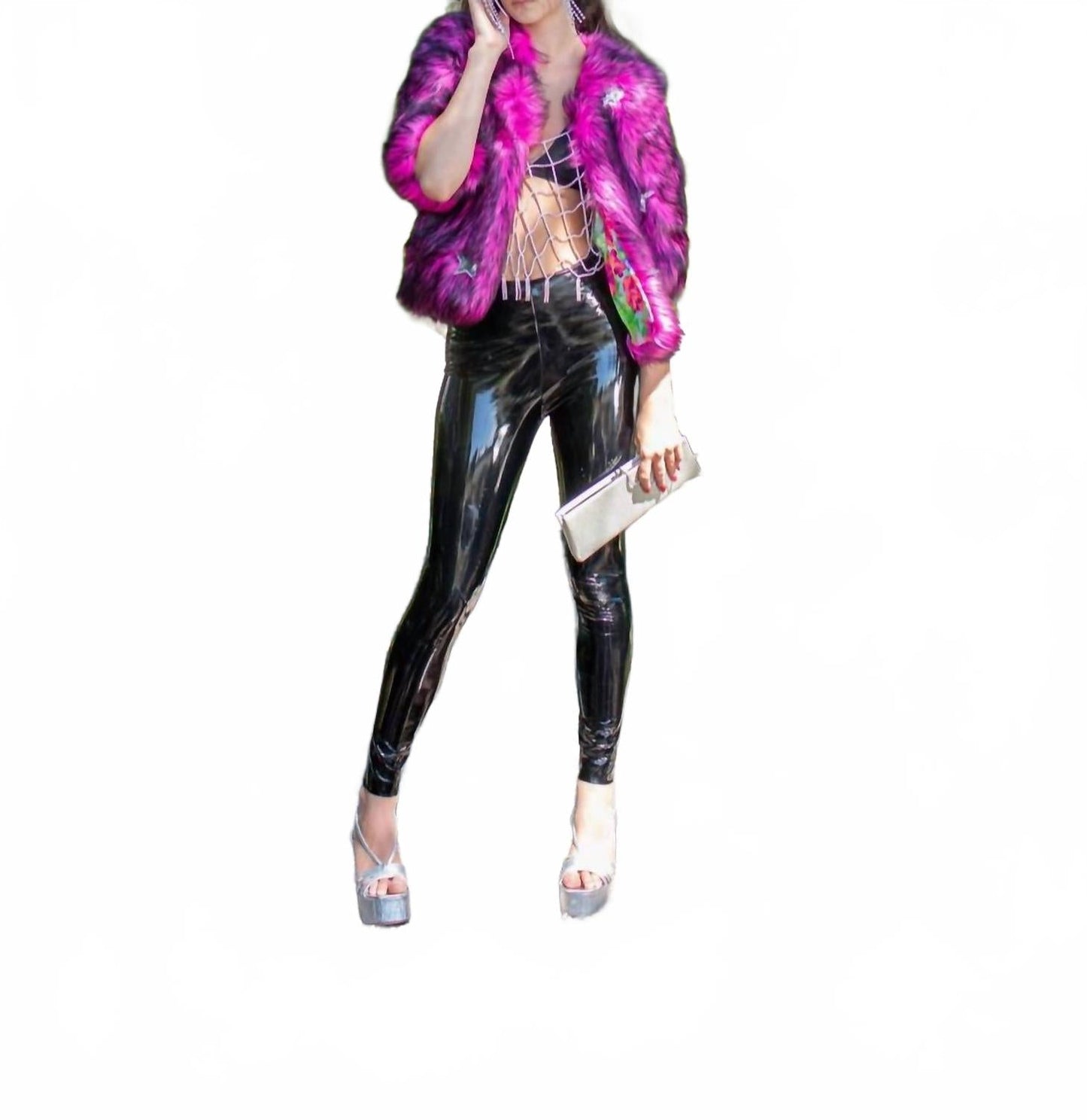 Planet Queen Faux Fur Jacket In Monster Pink