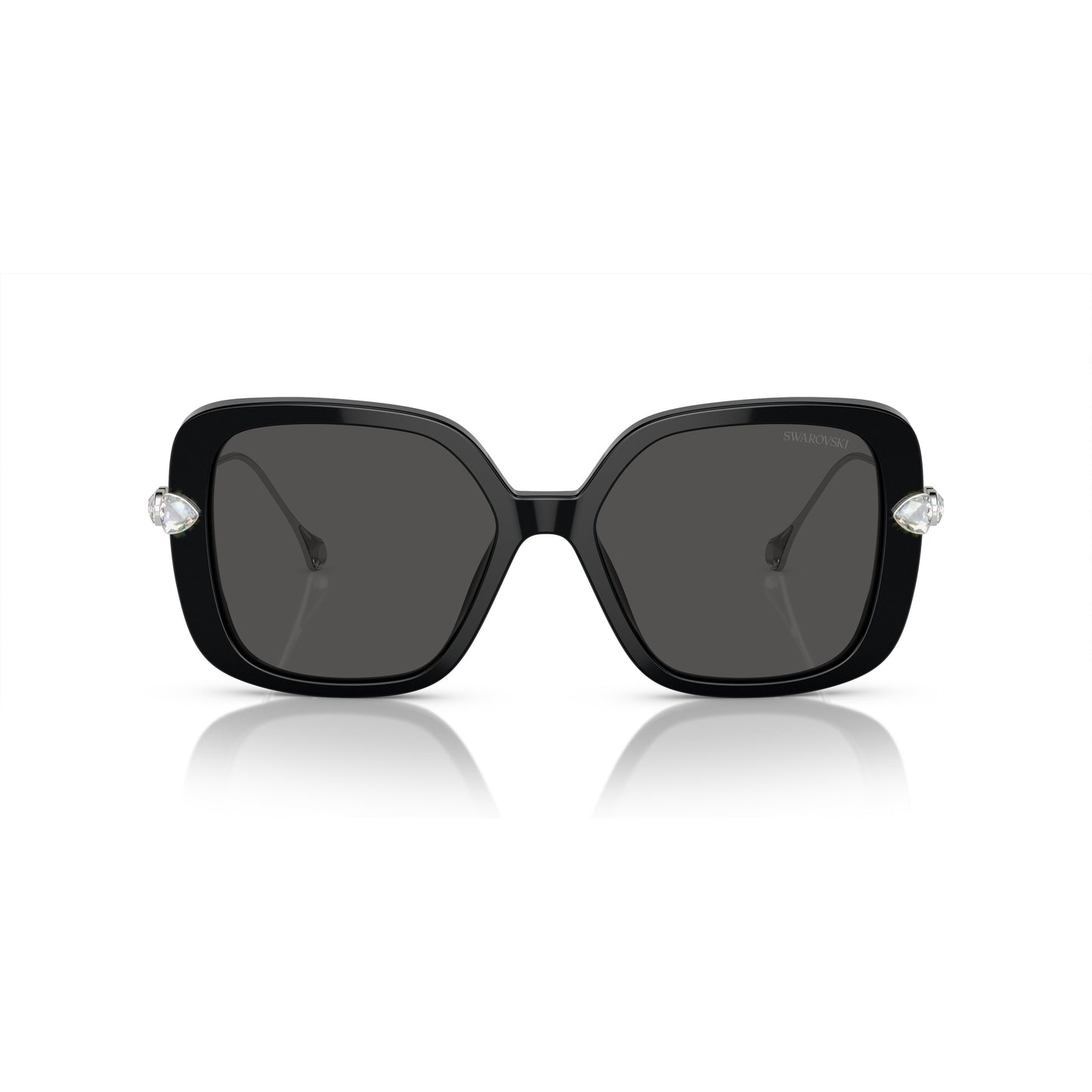 0Sk6011 Large Square Black Acetate Sunglasses with Crystal Embellishments