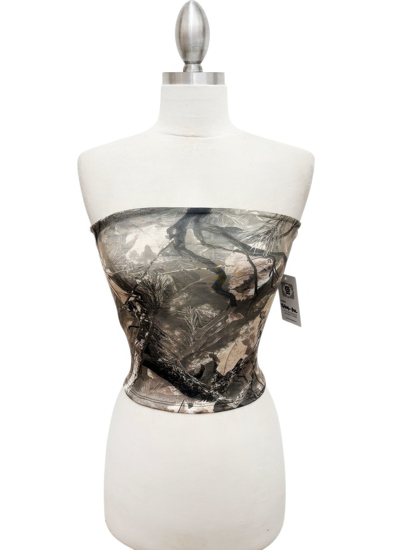 Camo Chic Strapless Stretch Crop Top