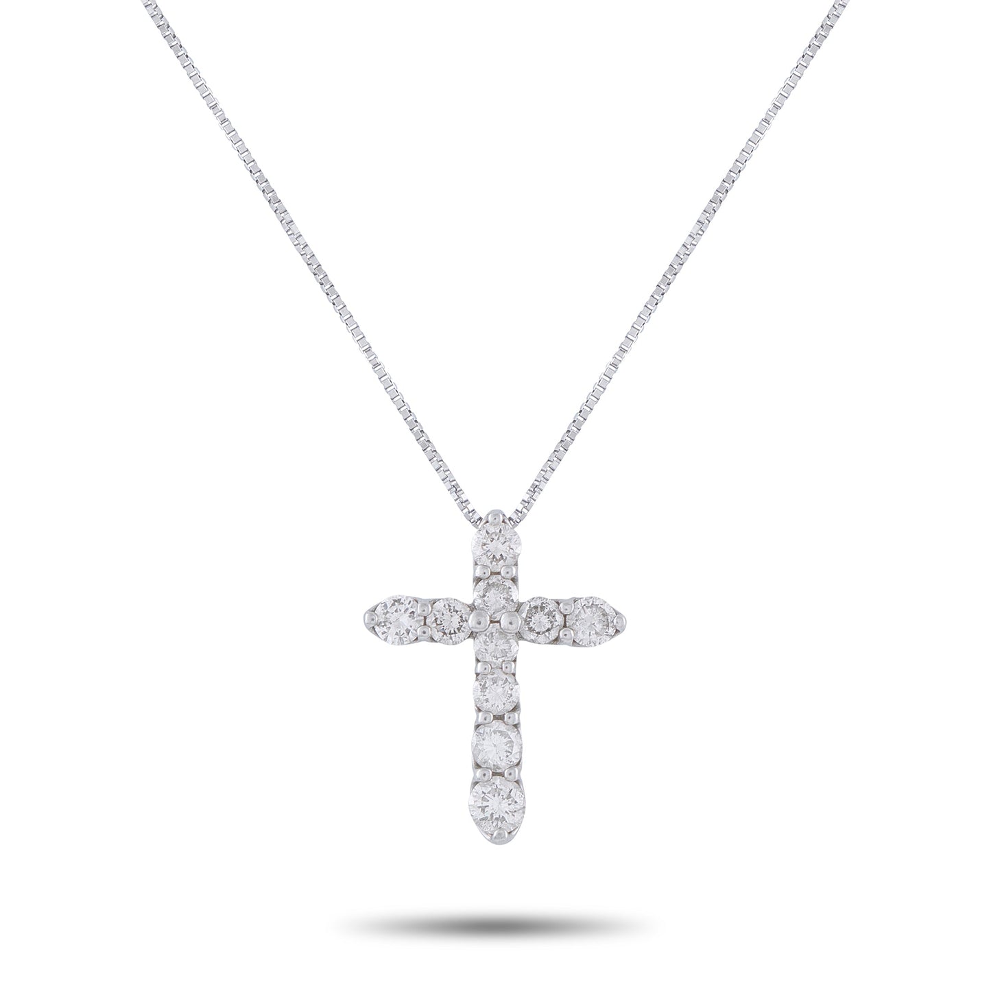 LB Exclusive Platinum 1.0ct Diamond Cross Pendant Necklace MF12-041326