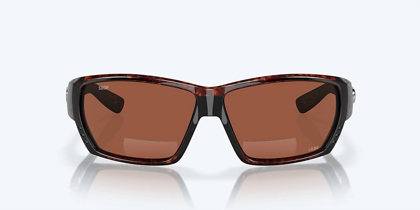 Men's Tuna Alley Reader Rectangular Polarized Sunglasses In Tortoise/copper
