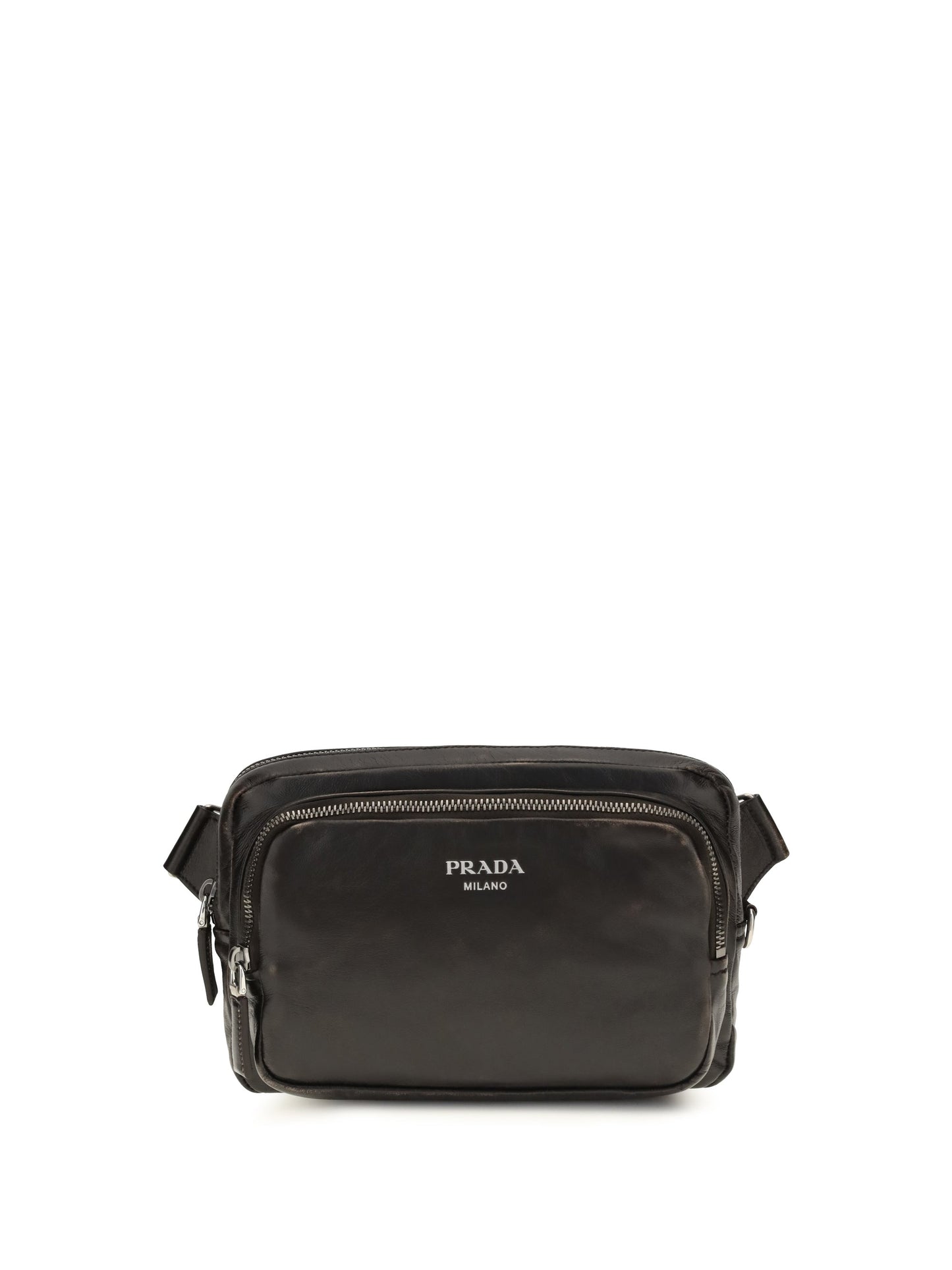 Prada Men Shoulder Bag In Aged-Effect Nappa Leather