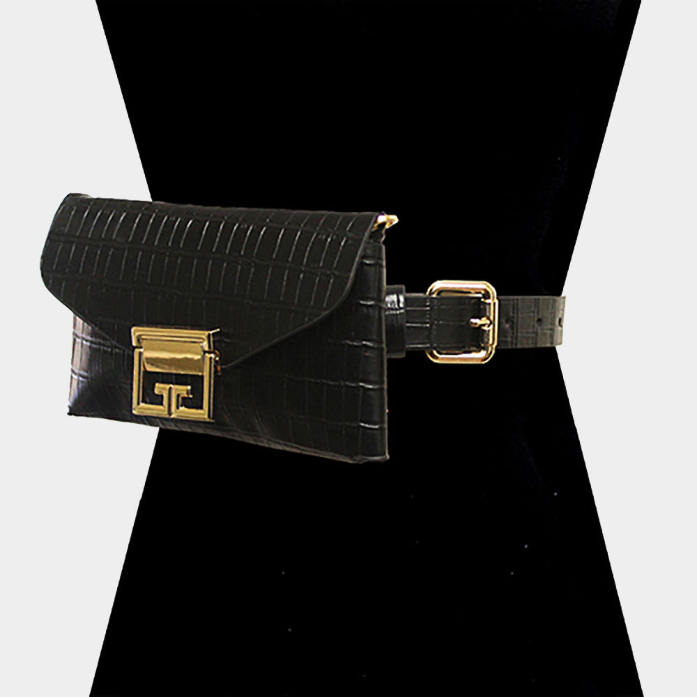 Alligator Pattern Faux Leather Fanny Pack / Belt / Crossbody / Clutch Bag