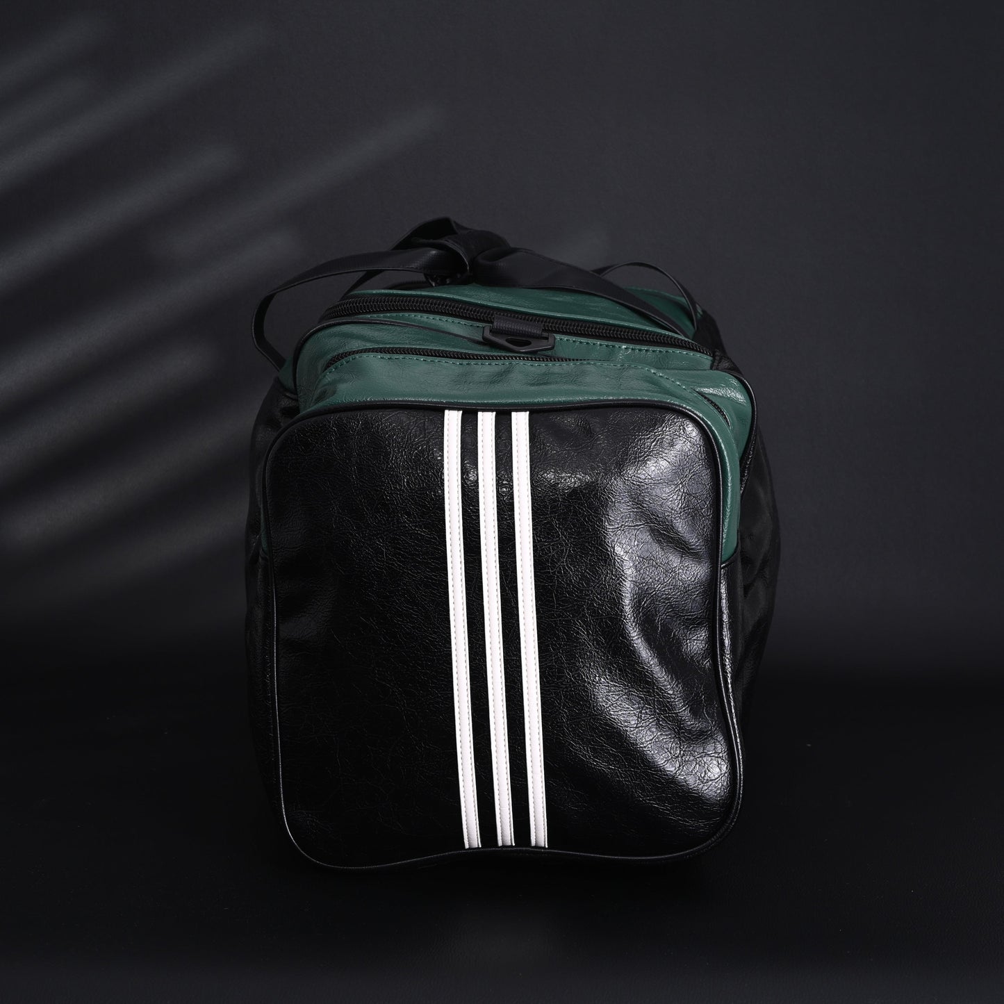 Balenciaga x adidas Large Duffel Travel Bag ¨C Black & Green with Trefoil Logo and Triple Stripes