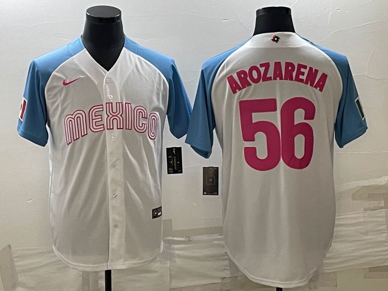 Men's 2023 World Baseball Classic #56 Randy Arozarena Mexico Jersey1 White