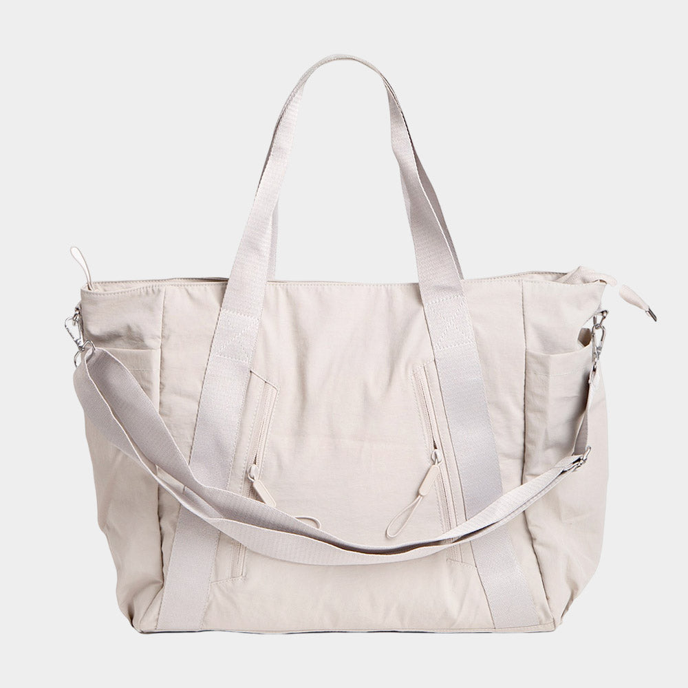 Solid Spacious Multi Compartment Carryall Tote Bag