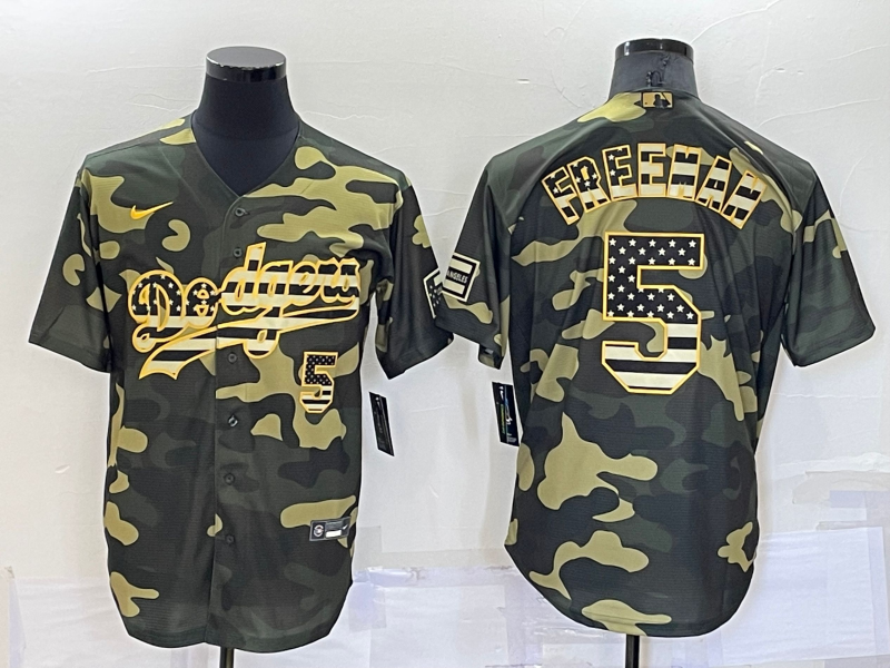 Men's Los Angeles Dodgers Freddie Freeman #5 Camouflage Replica Baseball jersey