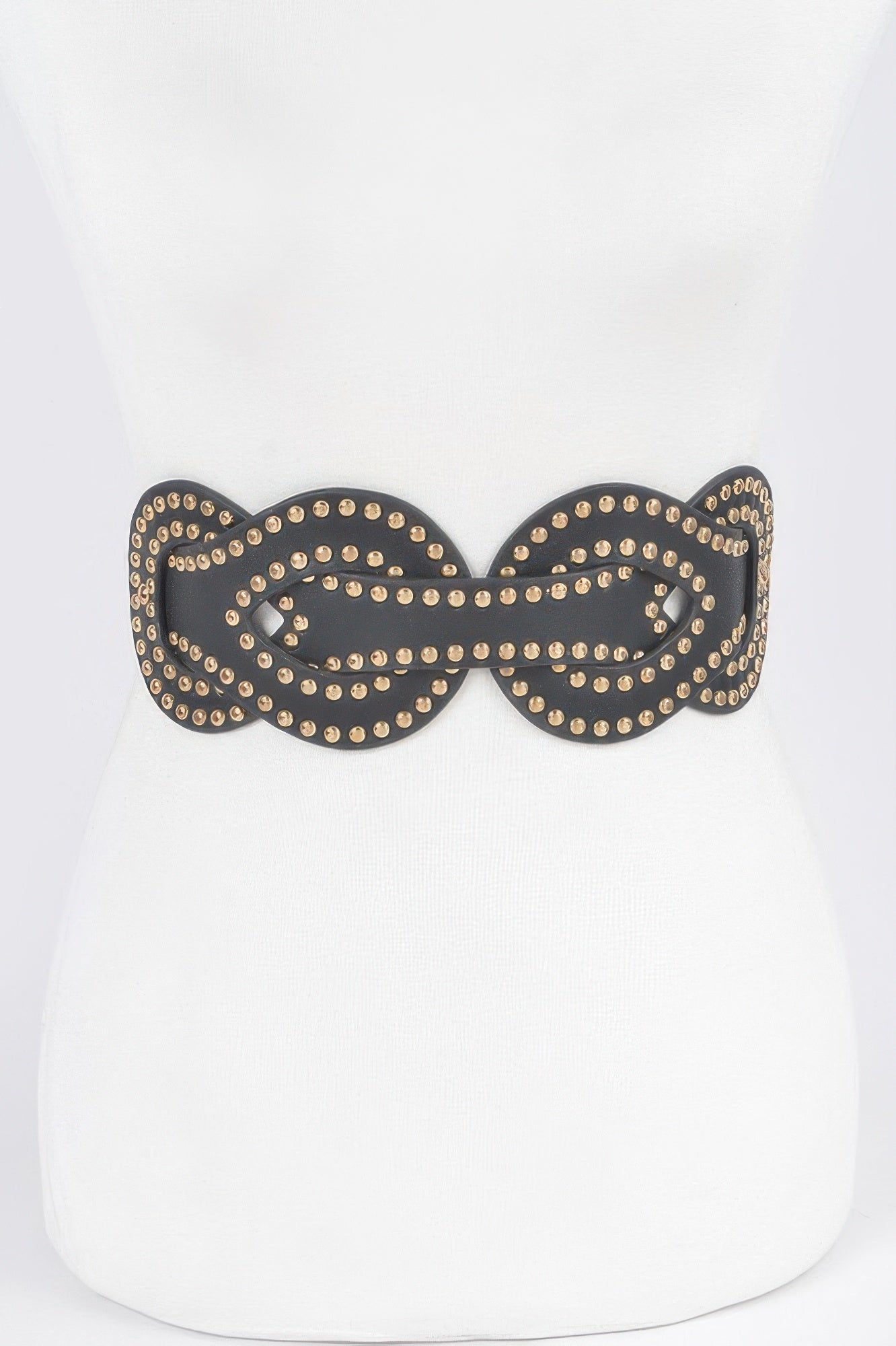 Faux Leather Metal Studded Elastic Belt