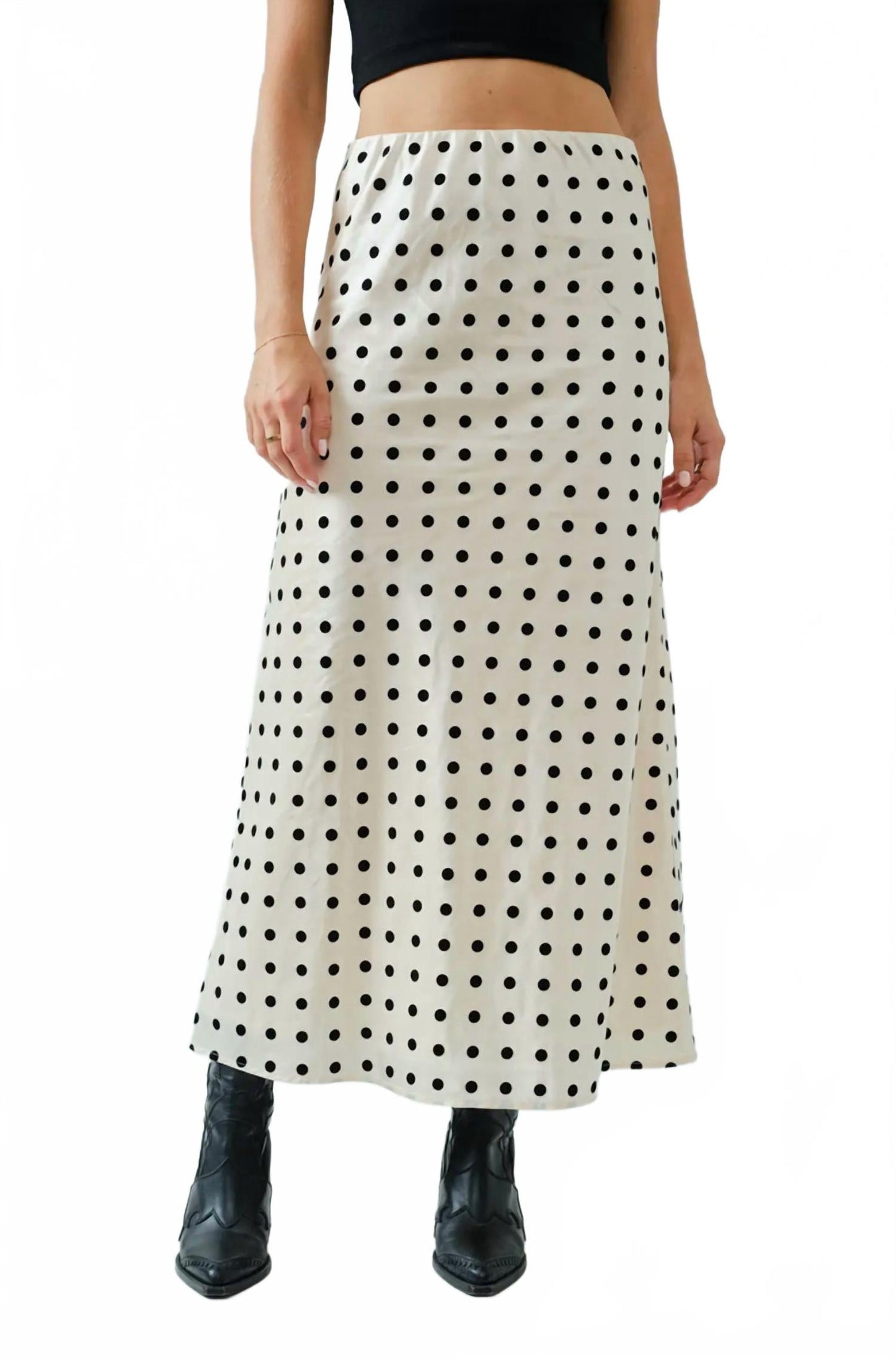 Dotty Midi Skirt In Ivory