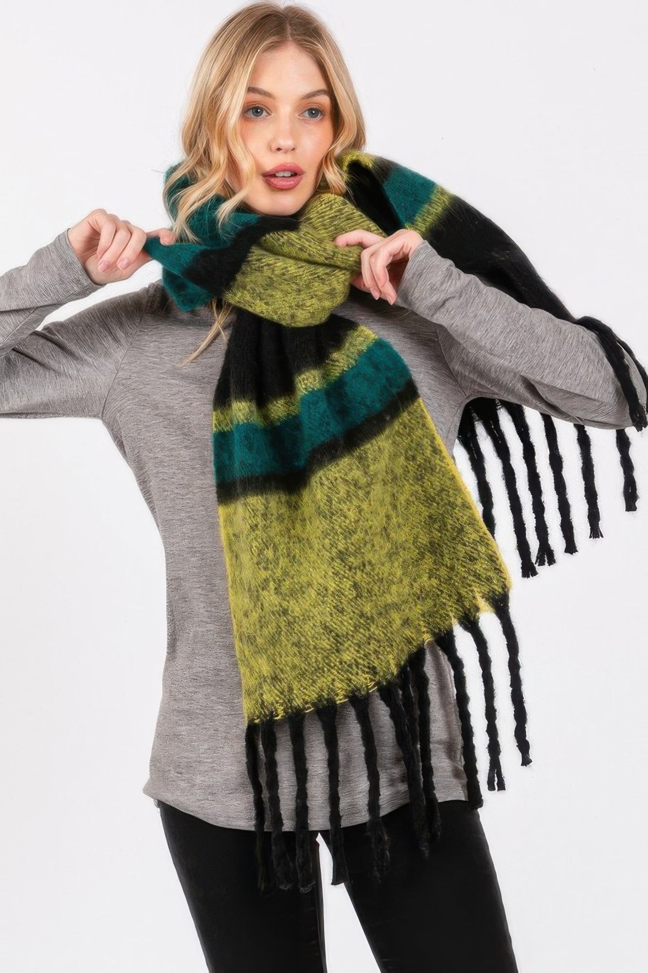 Vibrant Multi-Stripe Soft Winter Wrap Scarf