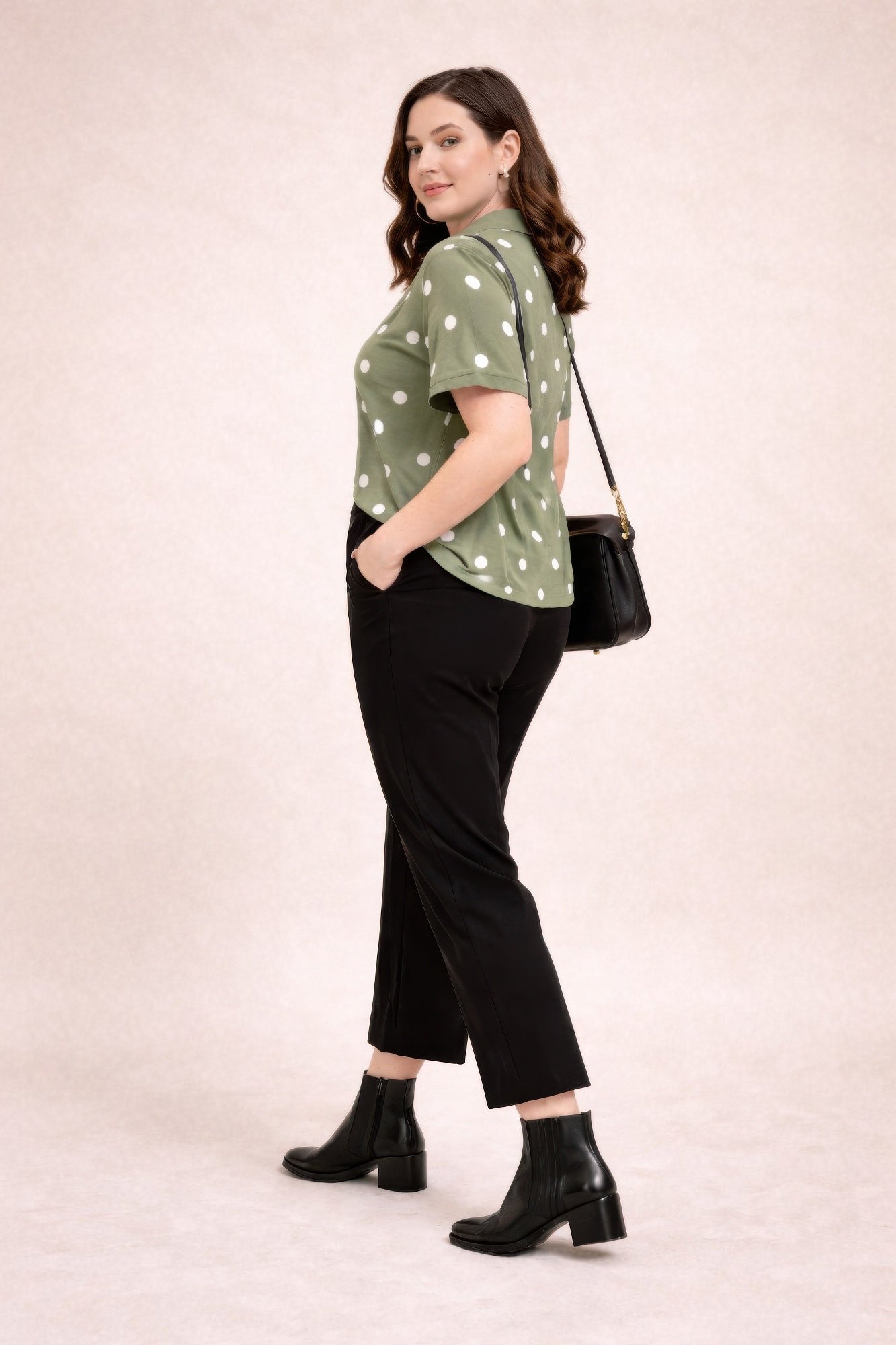 Classic Polka Dot Collared Polo Top