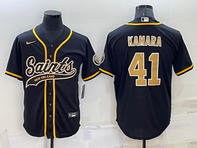 Men's New Orleans Saints Alvin Kamara #41 Black Game jersey Joint Edition