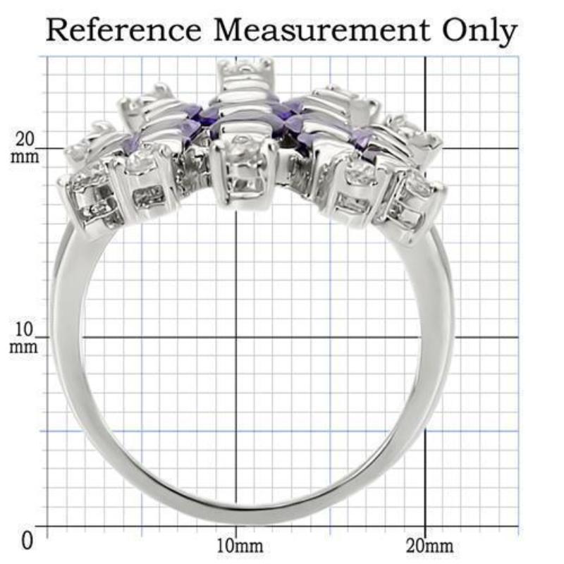 Rhodium Brass Ring with AAA Grade CZ in Amethyst