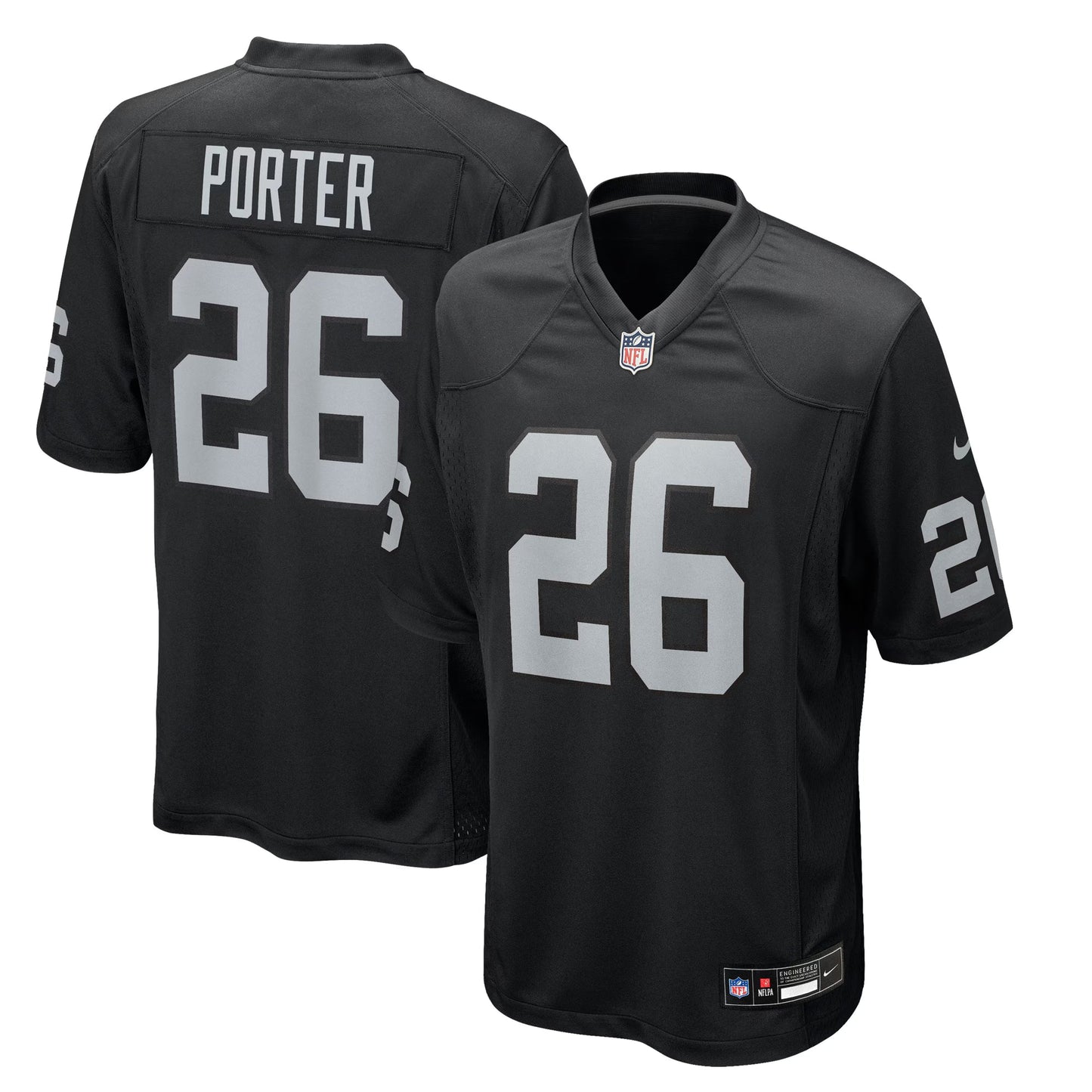 Las Vegas Raiders Darien Porter Black Team Game Jersey