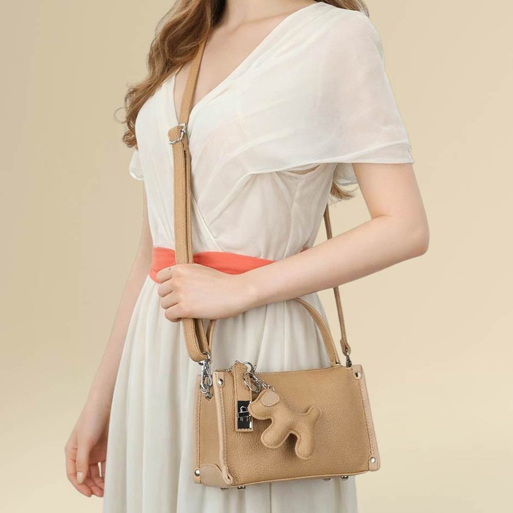 Faux Leather Dog Bag Charm Mini Shoulder Crossbody Bag