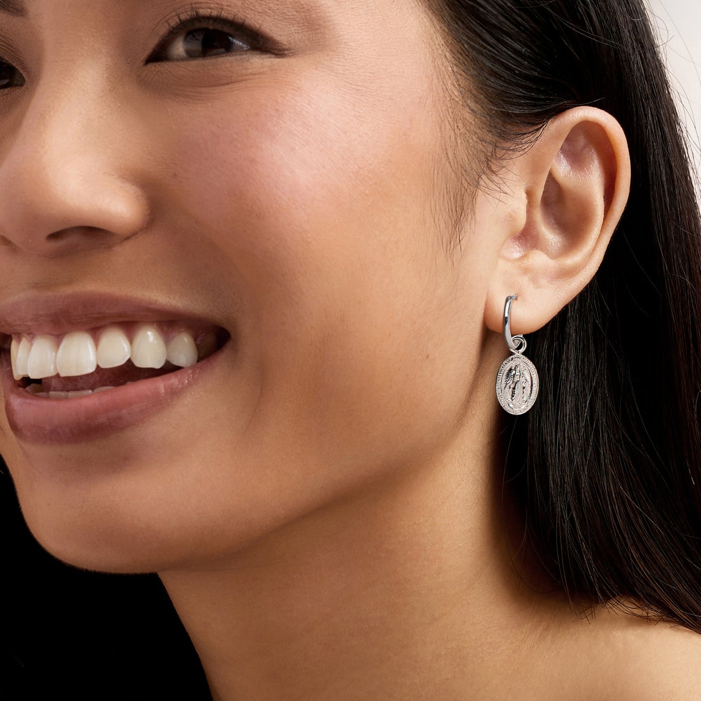 Ross-Simons Italian Sterling Silver Jewelry Set: Hoop Earrings and 2 Pairs Of Interchangeable Religious Drops