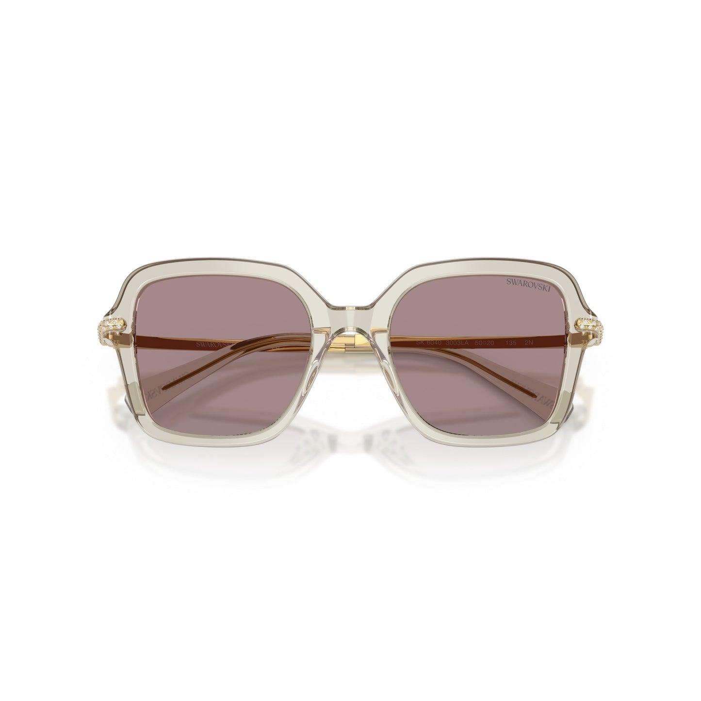 0Sk6040 Square Acetate Sunglasses with Translucent Beige Frame