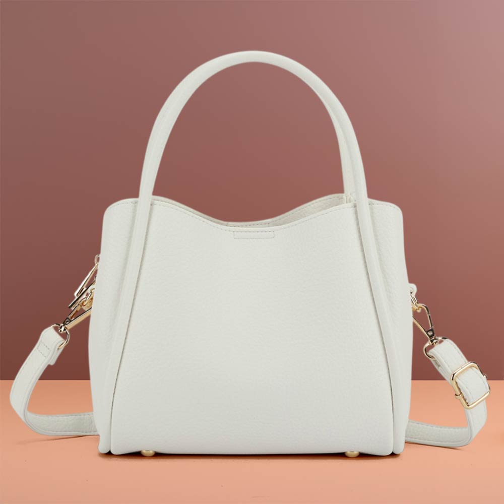 Faux Leather Structured Top Handle Crossbody Handbag