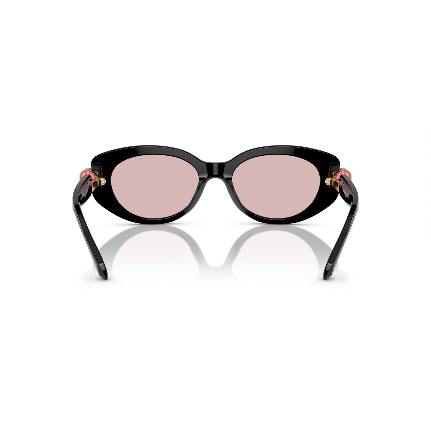 0Sk6002 Oversized Black Acetate Sunglasses with Pink Crystal Accents