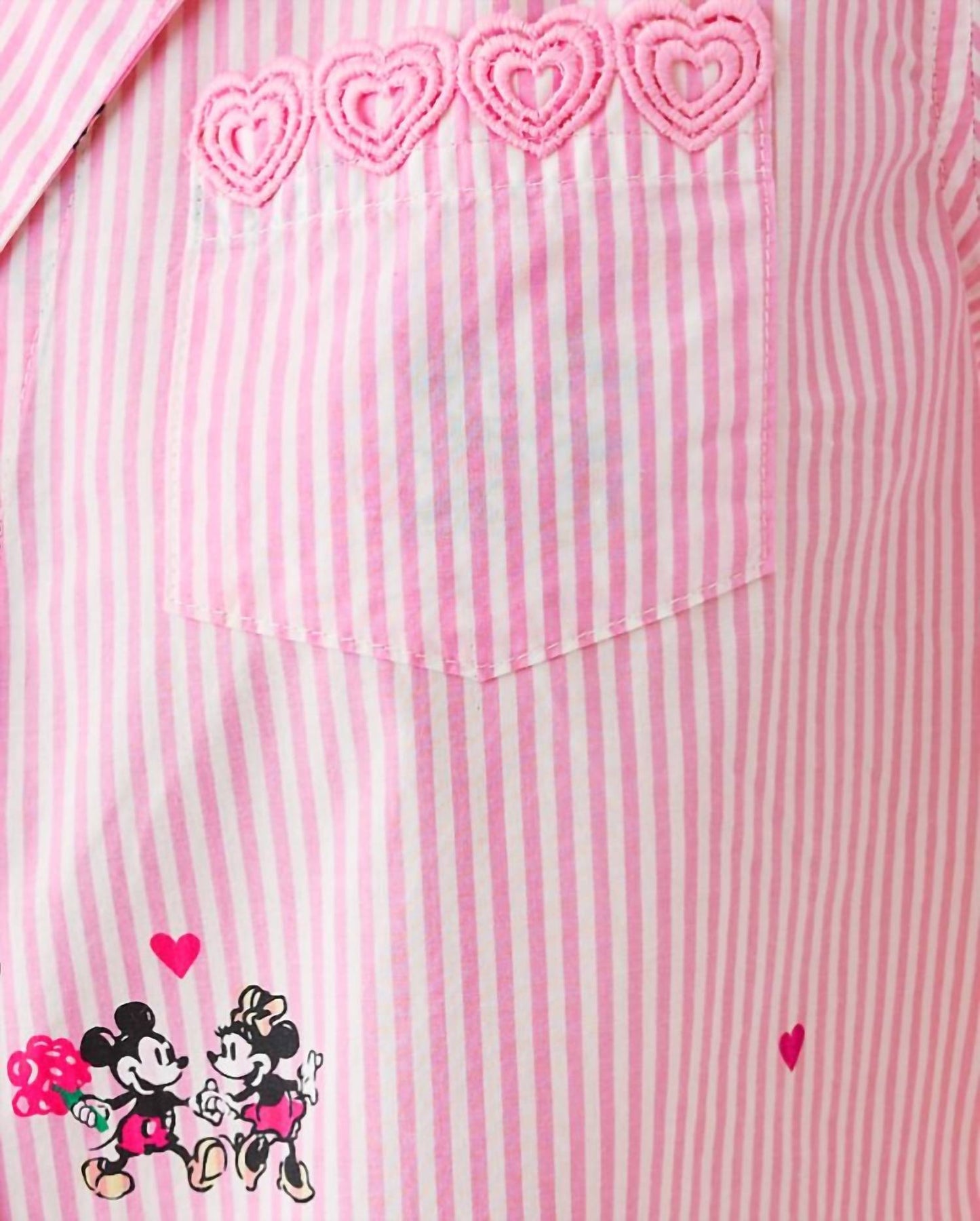 Mari Pj Button-Up Top In Multi Disney Half Drop Overprint