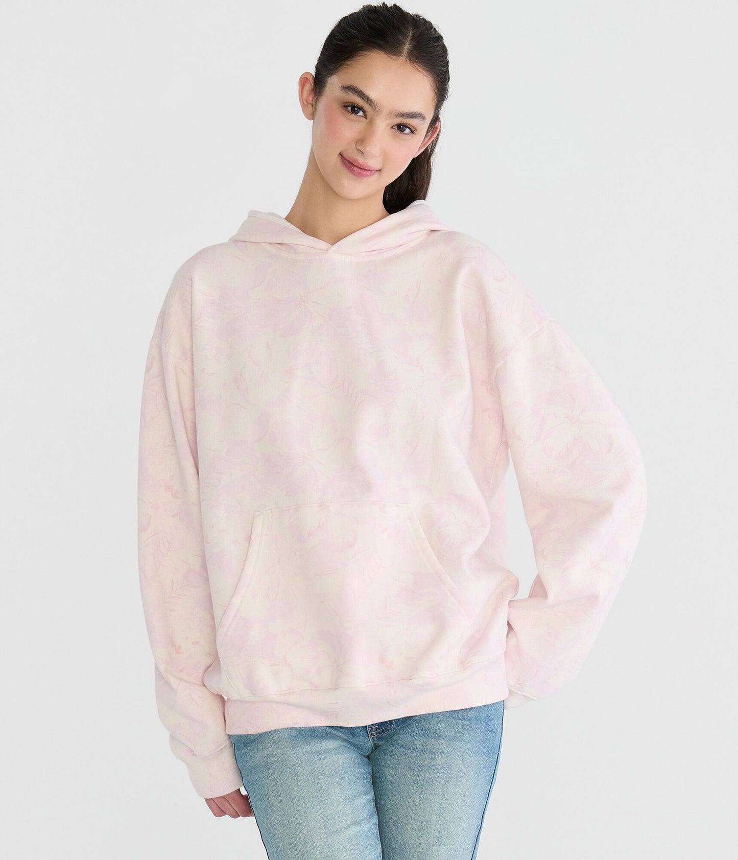 Aeropostale Cloud Soft Tropical Floral Oversized Pullover Hoodie