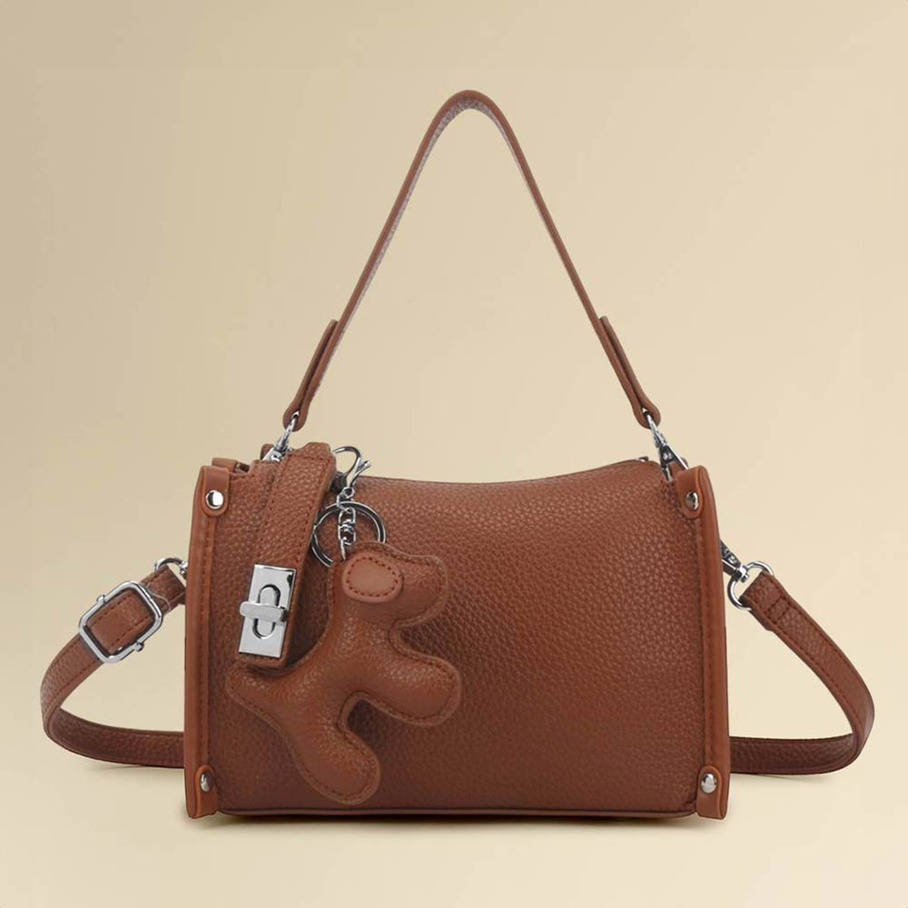 Faux Leather Dog Bag Charm Mini Shoulder Crossbody Bag