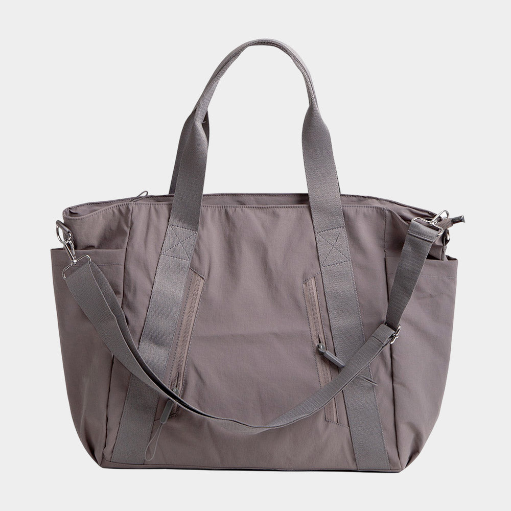 Solid Spacious Multi Compartment Carryall Tote Bag