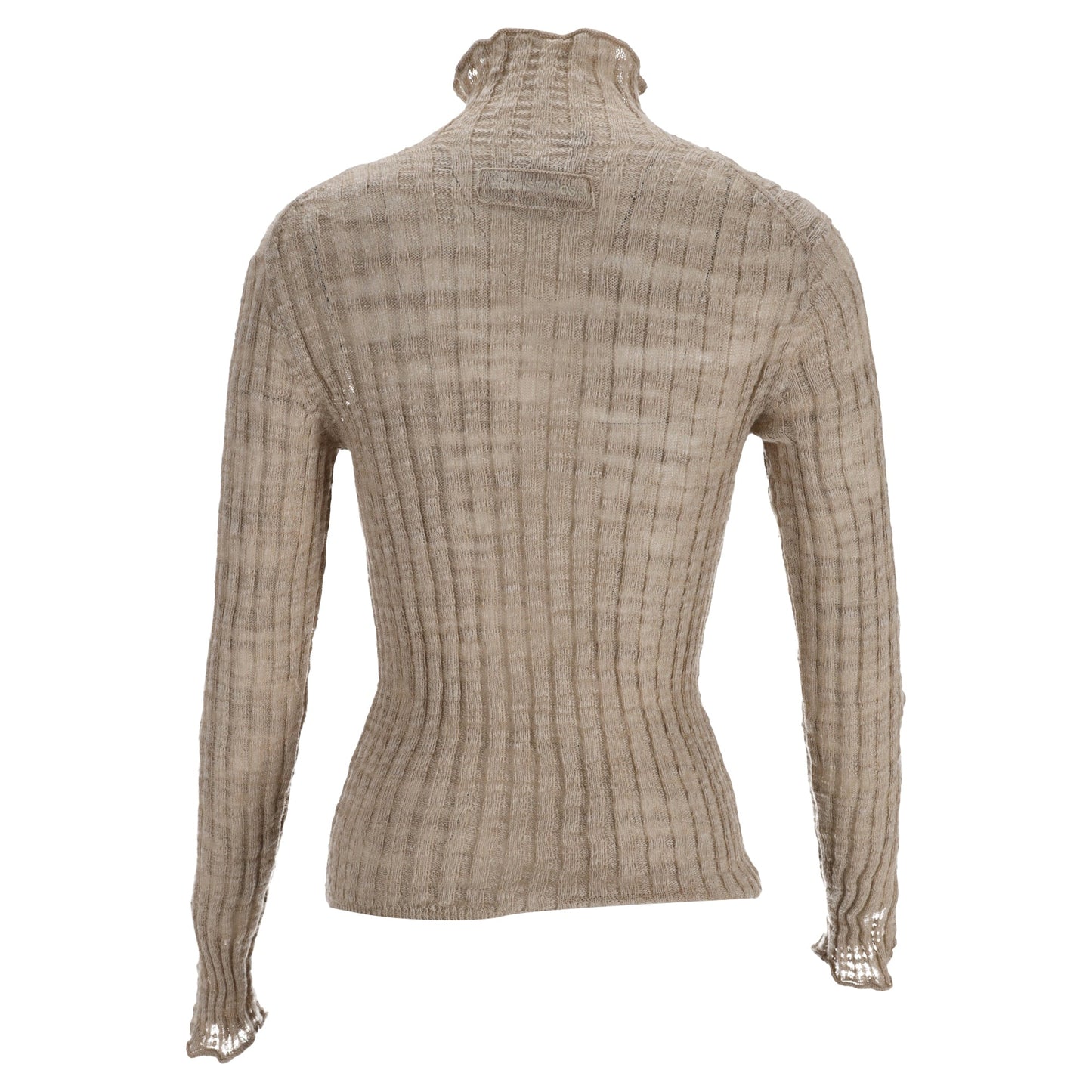Acne Studios Ribbed-Knit Turtleneck Sweater in Beige Linen